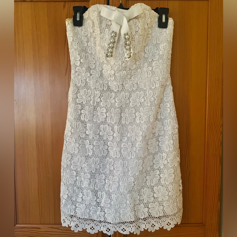 Luxurious White Lilly Pulitzer Lace Swarovski Dress